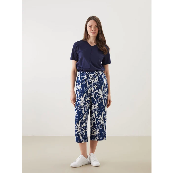 LCW Grace Lacivert Beli Lastikli Desenli Kadın Kapri