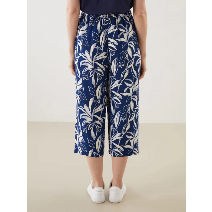 LCW Grace Lacivert Beli Lastikli Desenli Kadın Kapri