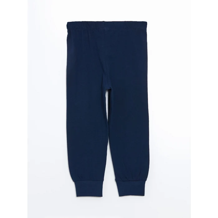 LCW Kids Lacivert Beli Lastikli Baskılı Erkek Çocuk Pijama Takım