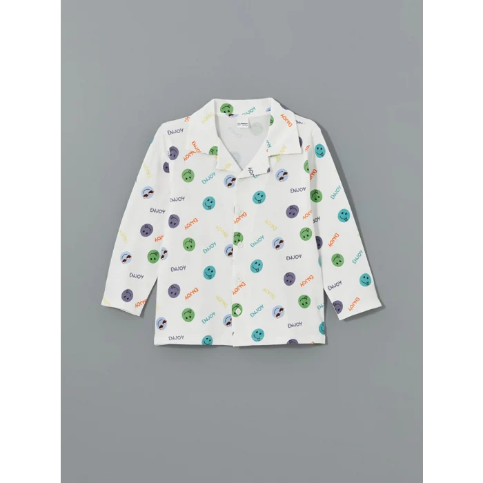 LCW Kids Ekru Resort Yaka Erkek Çocuk Pijama Takım