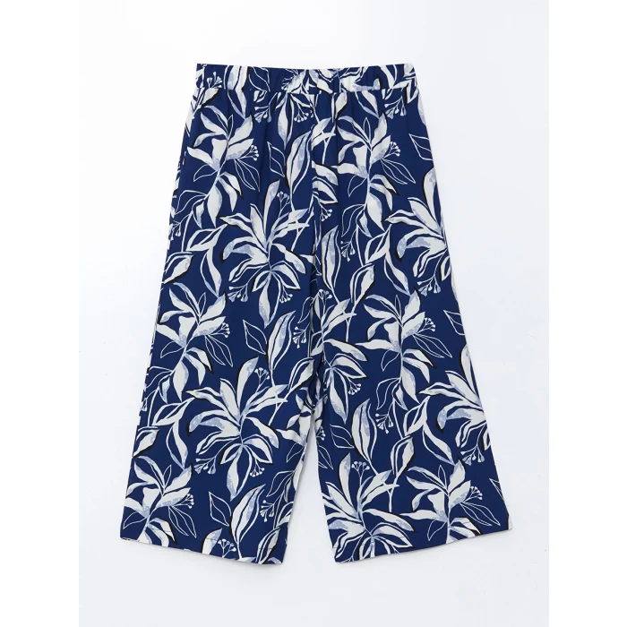 LCW Grace Lacivert Beli Lastikli Desenli Kadın Kapri