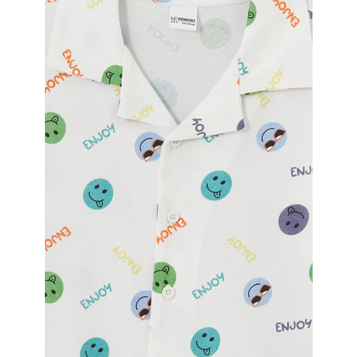 LCW Kids Ekru Resort Yaka Erkek Çocuk Pijama Takım