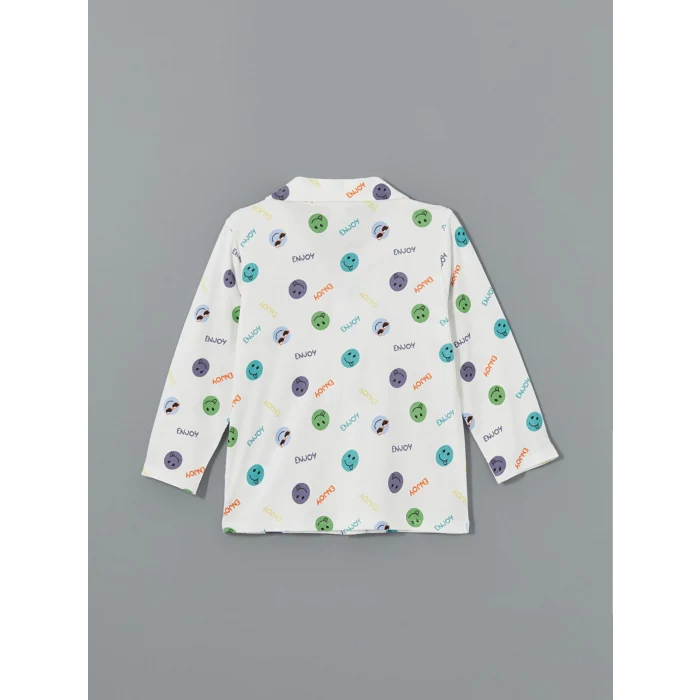 LCW Kids Ekru Resort Yaka Erkek Çocuk Pijama Takım