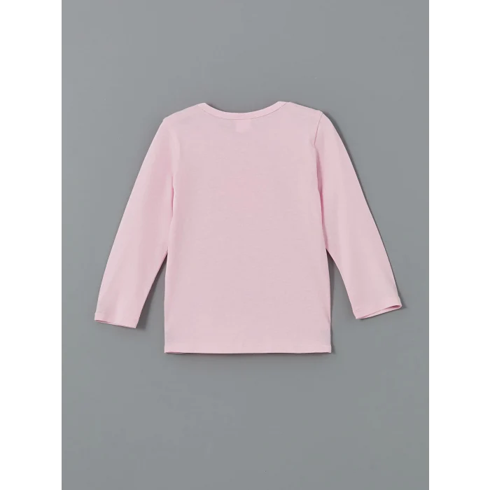 LCW Kids Pembe Bisiklet Yaka Baskılı Kız Çocuk Pijama Takımı