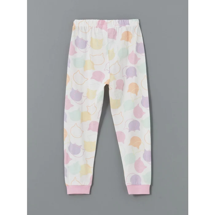 LCW Kids Pembe Bisiklet Yaka Baskılı Kız Çocuk Pijama Takımı