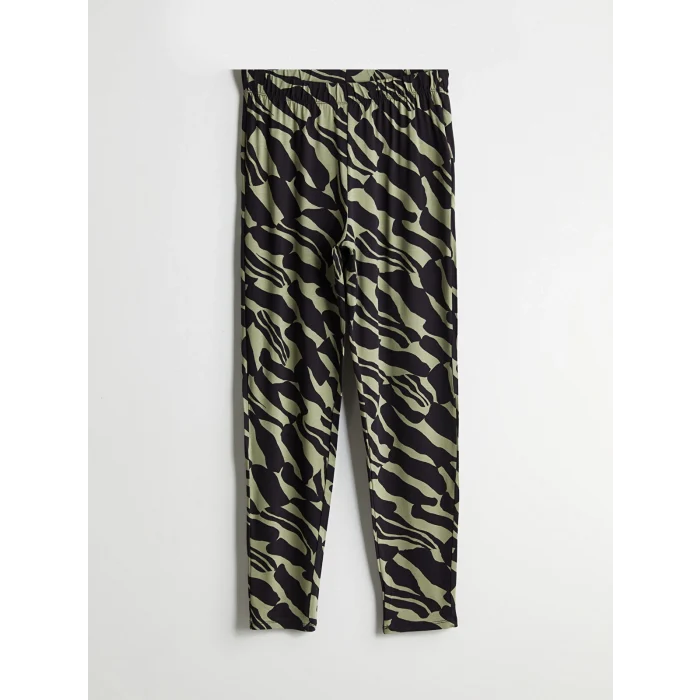 LCWAIKIKI Classic Haki Beli Lastikli Desenli Kadın Pantolon