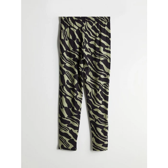 LCWAIKIKI Classic Haki Beli Lastikli Desenli Kadın Pantolon