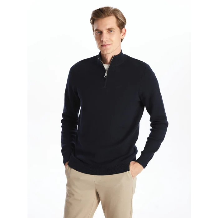 LCWAIKIKI Classic Lacivert Dik Yaka Uzun Kollu Erkek Triko Kazak