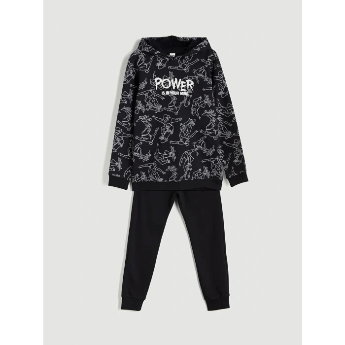 LCW Kids Siyah Kapüşonlu Erkek Çocuk Eşofman Takım