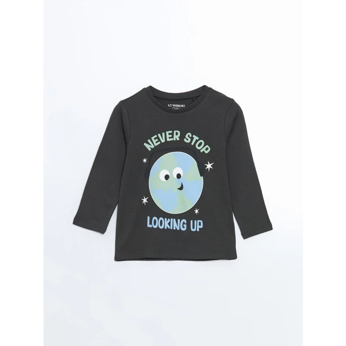 LCW Kids Gri Bisiklet Yaka Erkek Çocuk Pijama Takımı