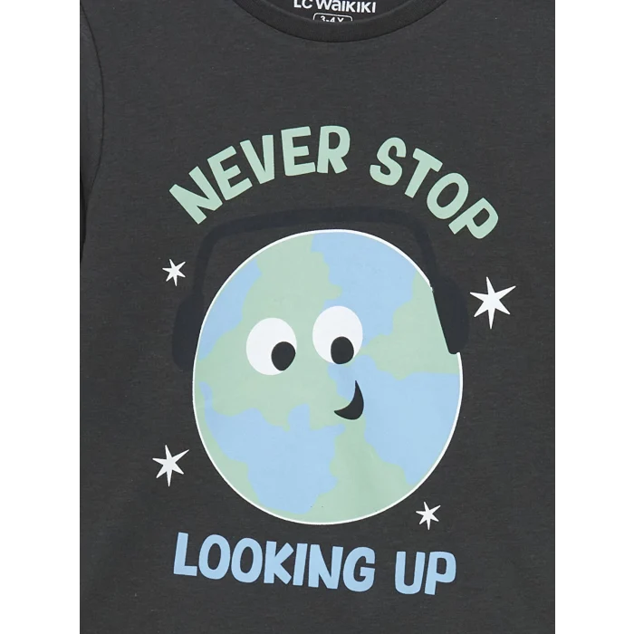 LCW Kids Gri Bisiklet Yaka Erkek Çocuk Pijama Takımı