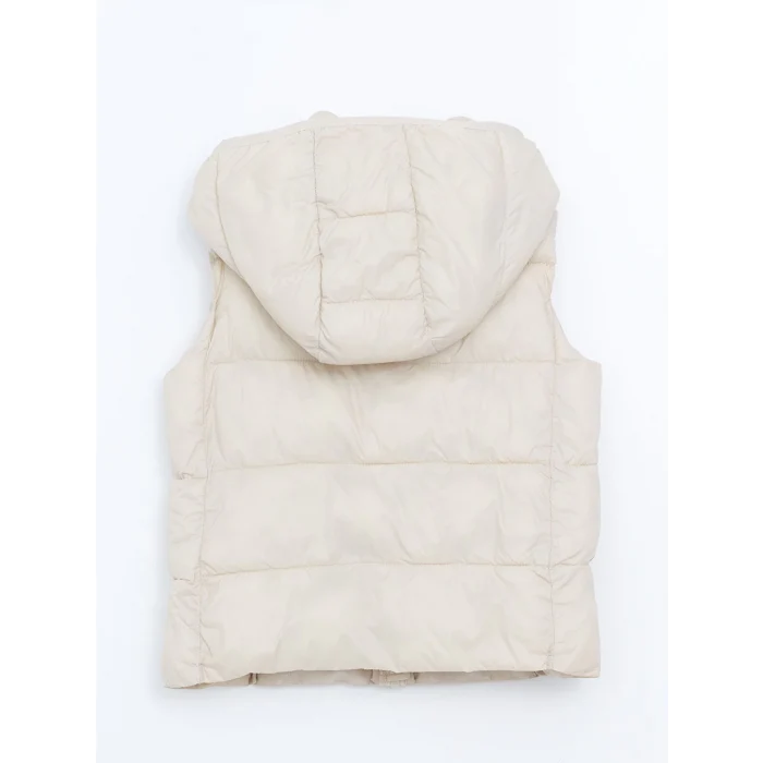 LCW Kids Ekru Kapüşonlu Kız Çocuk Şişme Yelek