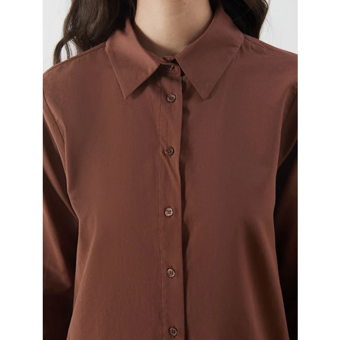 LCW Modest Kahverengi Regular Fit Kadın Gömlek Tunik