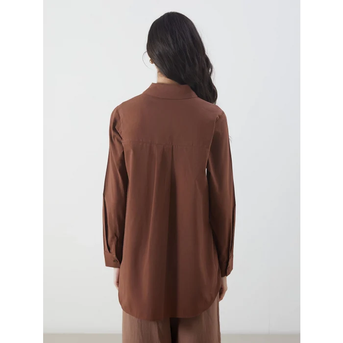 LCW Modest Kahverengi Regular Fit Kadın Gömlek Tunik