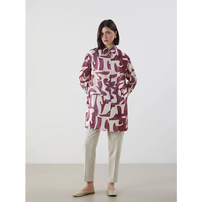 LCW Modest Kirmizi Desenli Kadın Gömlek Tunik