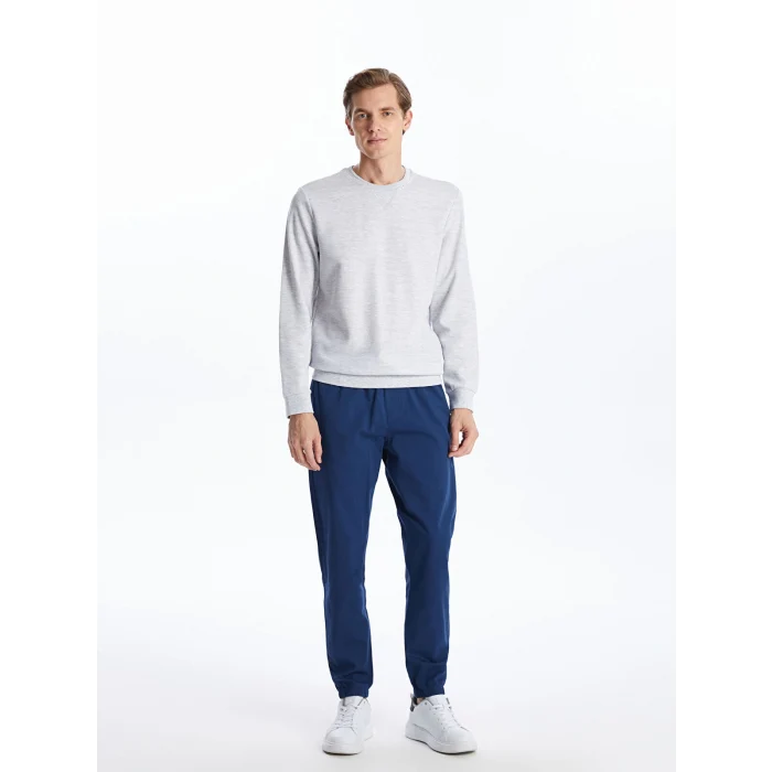 LCWAIKIKI Classic Bej Bisiklet Yaka Uzun Kollu Erkek Sweatshirt