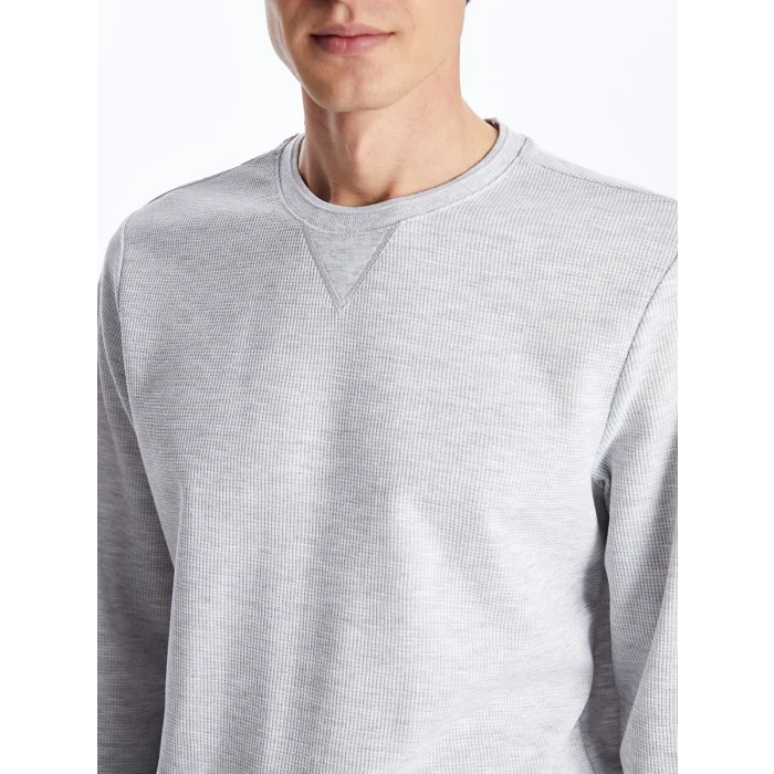 LCWAIKIKI Classic Bej Bisiklet Yaka Uzun Kollu Erkek Sweatshirt