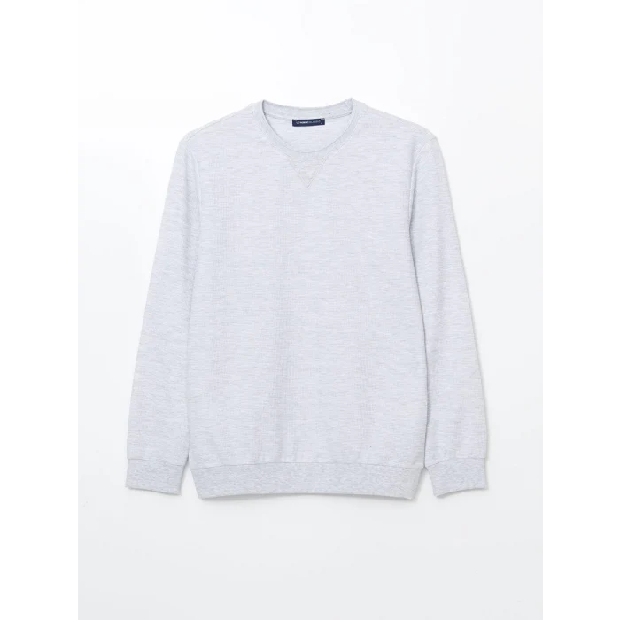 LCWAIKIKI Classic Bej Bisiklet Yaka Uzun Kollu Erkek Sweatshirt