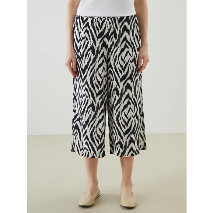 LCW Grace Siyah Beli Lastikli Desenli Kadın Kapri