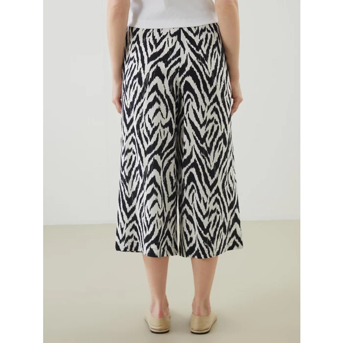LCW Grace Siyah Beli Lastikli Desenli Kadın Kapri