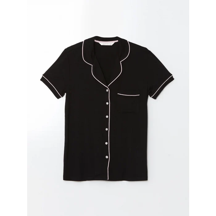 LCW DREAM Siyah Gömlek Yaka Kadın Şortlu Pijama Takımı