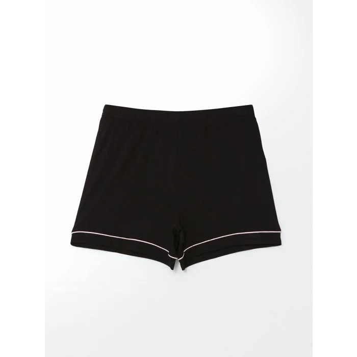 LCW DREAM Siyah Gömlek Yaka Kadın Şortlu Pijama Takımı