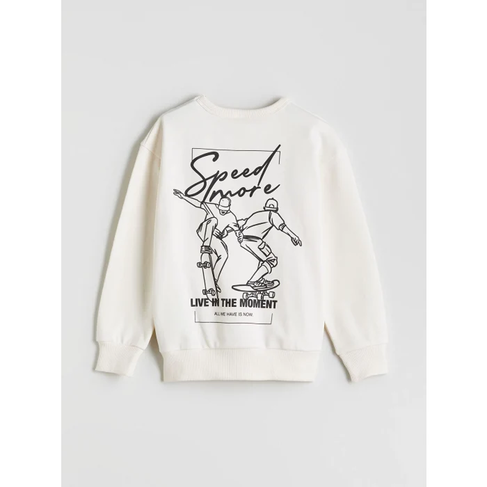 LCW Kids Ekru Bisiklet Yaka Erkek Çocuk Sweatshirt
