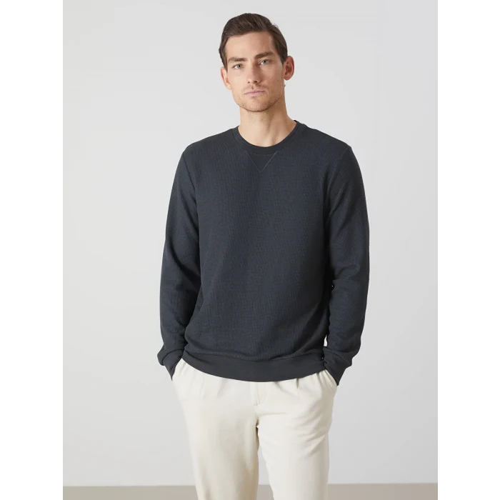 LCWAIKIKI Classic Antrasit Bisiklet Yaka Uzun Kollu Erkek Sweatshirt