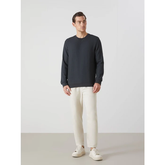 LCWAIKIKI Classic Antrasit Bisiklet Yaka Uzun Kollu Erkek Sweatshirt