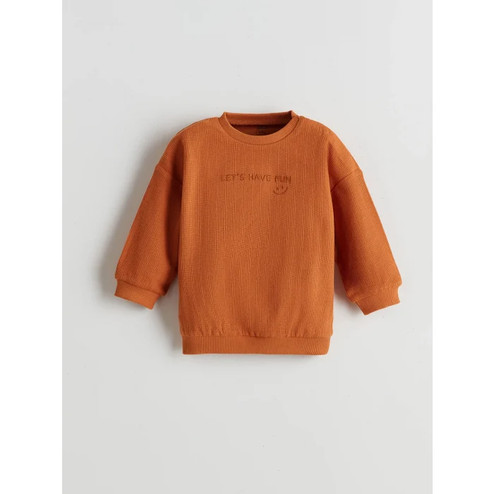 LCW baby Turuncu Bisiklet Yaka Erkek Bebek Sweatshirt ve Eşofman Alt 2li