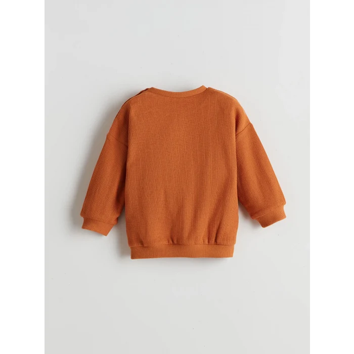 LCW baby Turuncu Bisiklet Yaka Erkek Bebek Sweatshirt ve Eşofman Alt 2li