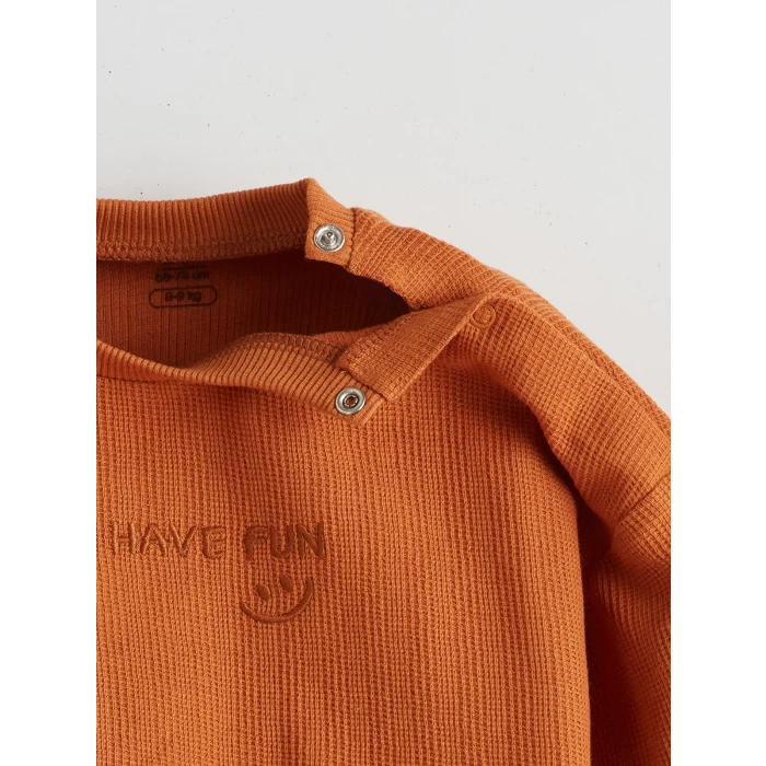 LCW baby Turuncu Bisiklet Yaka Erkek Bebek Sweatshirt ve Eşofman Alt 2li