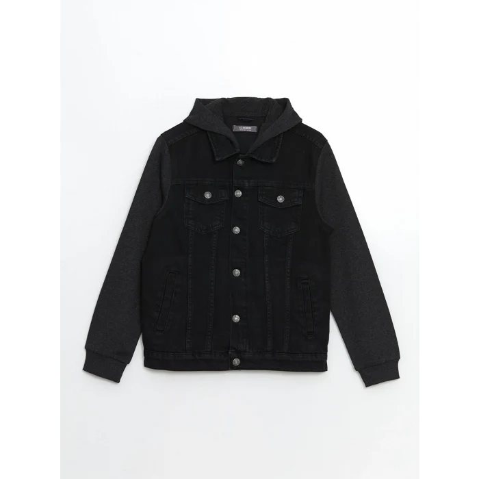 LCW Kids Siyah Kapüşonlu Erkek Çocuk Jean Ceket