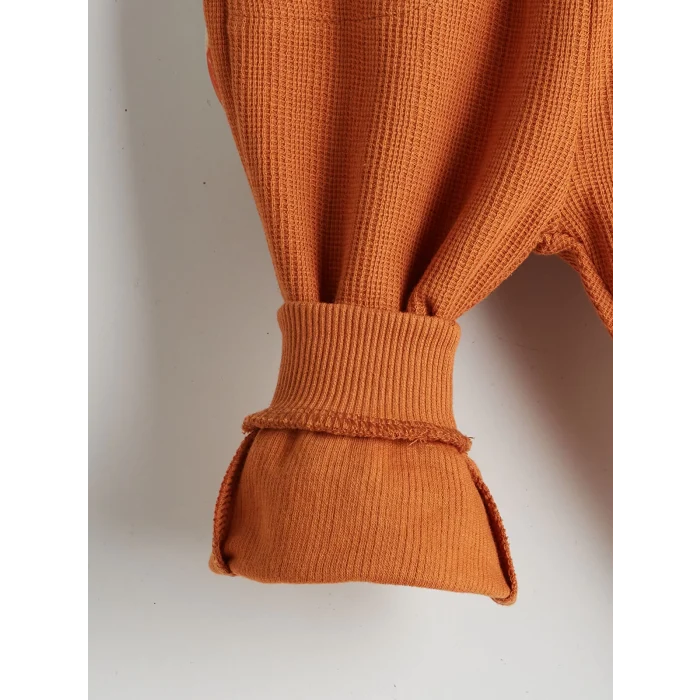 LCW baby Turuncu Bisiklet Yaka Erkek Bebek Sweatshirt ve Eşofman Alt 2li