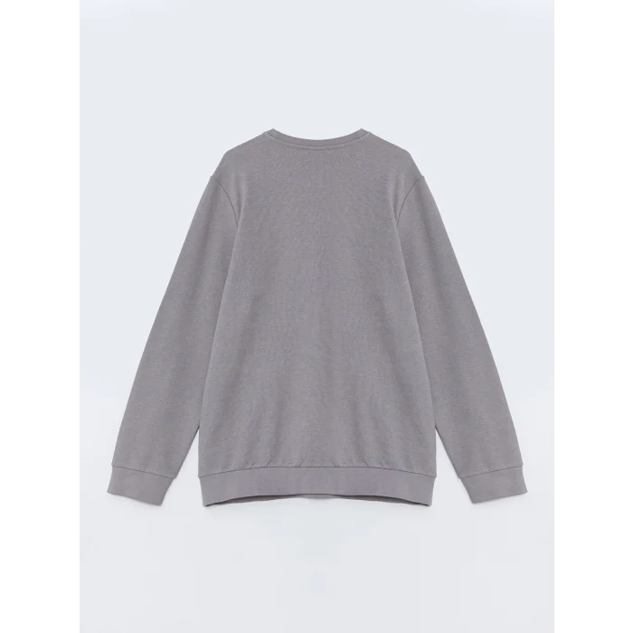 LCWAIKIKI Classic Gri Bisiklet Yaka Uzun Kollu Baskılı Erkek Sweatshirt