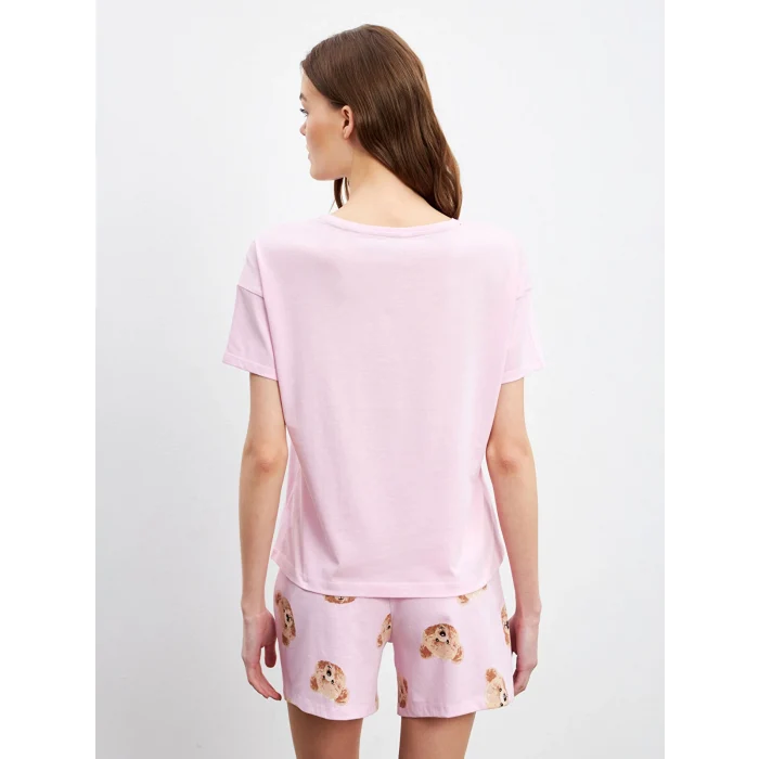 LCW Young Pembe Ayı Teddy Baskılı Kadın Şortlu Pijama Takımı