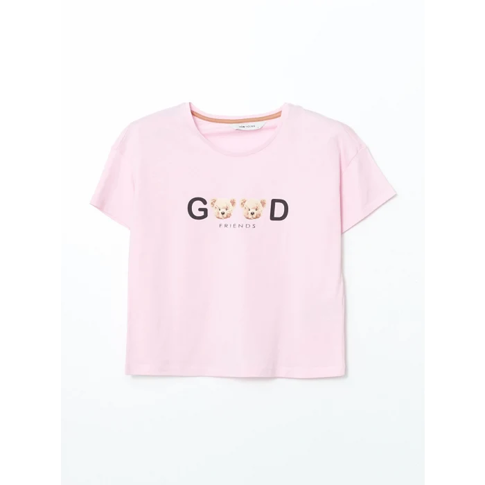 LCW Young Pembe Ayı Teddy Baskılı Kadın Şortlu Pijama Takımı