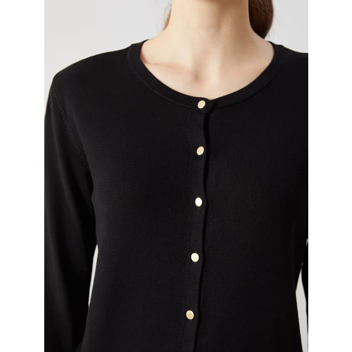 LCWAIKIKI Classic Siyah Bisiklet Yaka Kadın Triko Hırka