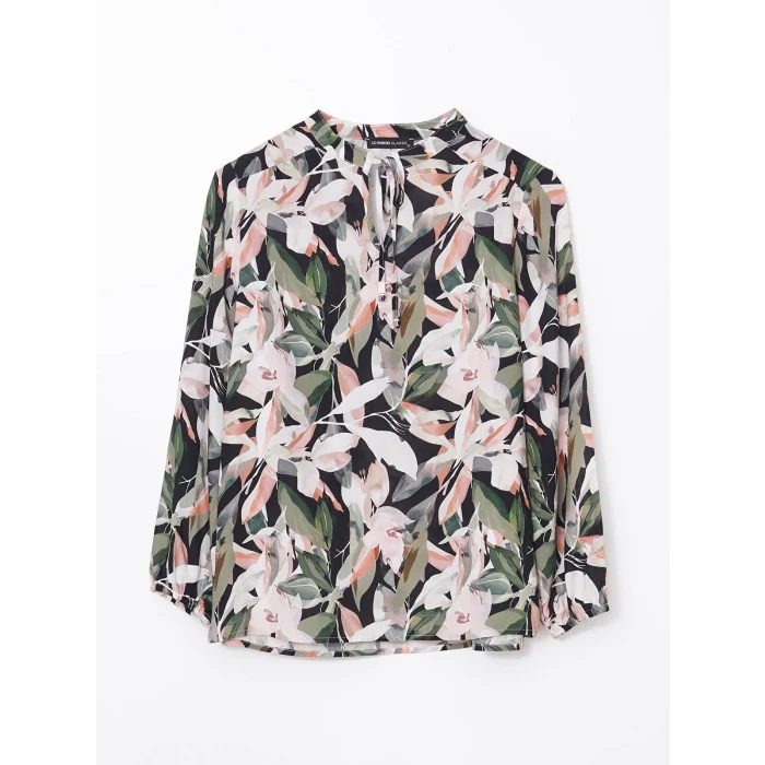 LCWAIKIKI Classic Turuncu Bağlamalı Yaka Desenli Kadın Bluz