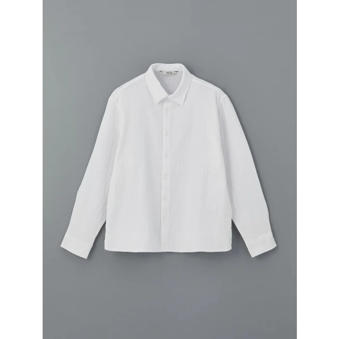 XSIDE Beyaz Regular Fit Müslin Kırışıklı Erkek Gömlek