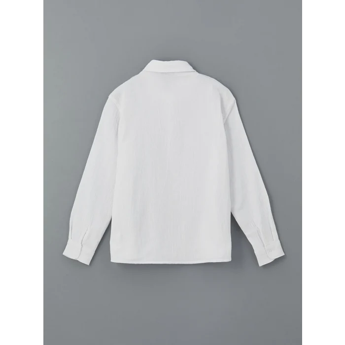 XSIDE Beyaz Regular Fit Müslin Kırışıklı Erkek Gömlek