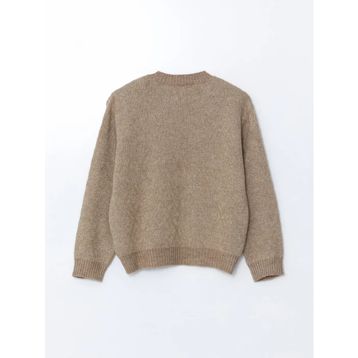 LCWAIKIKI Classic Bej Bisiklet Yaka Baklava Desenli Kadın Triko Kazak