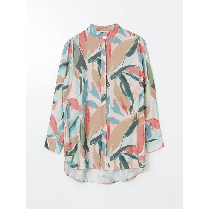 LCWAIKIKI Classic Bej Hakim Yaka Desenli Kadın Gömlek Tunik