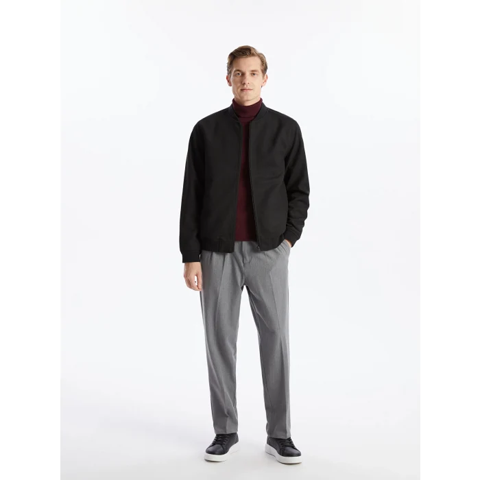 LCWAIKIKI Classic Siyah Standart Kalıp Kolej Yaka Erkek Bomber Mont