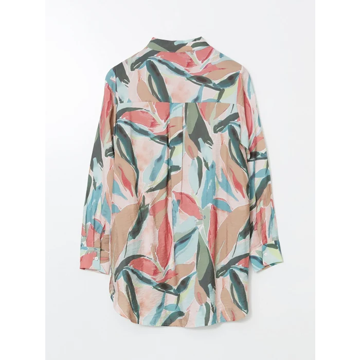 LCWAIKIKI Classic Bej Hakim Yaka Desenli Kadın Gömlek Tunik