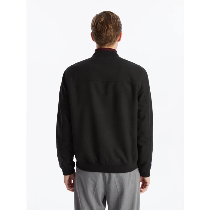 LCWAIKIKI Classic Siyah Standart Kalıp Kolej Yaka Erkek Bomber Mont