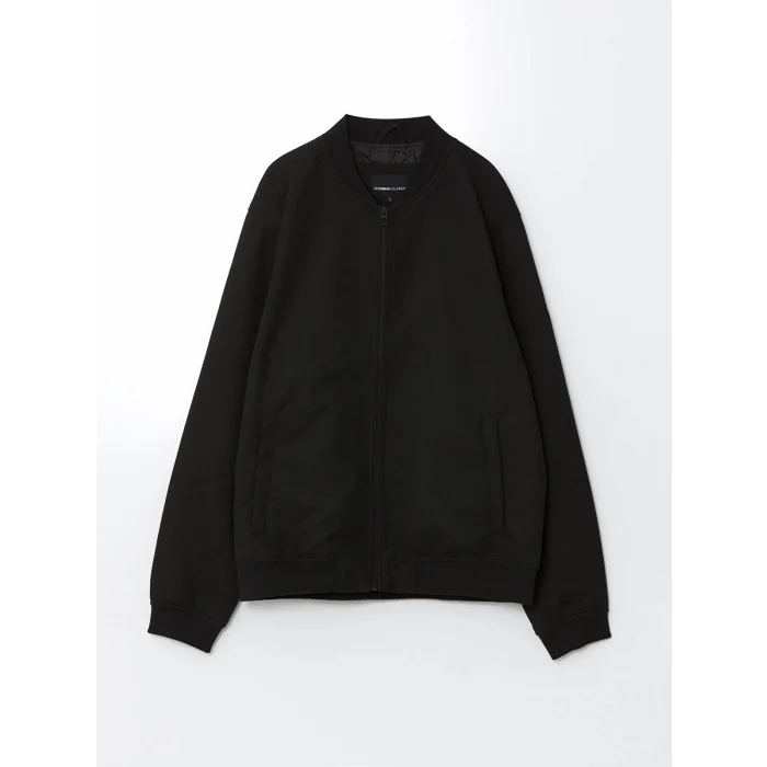 LCWAIKIKI Classic Siyah Standart Kalıp Kolej Yaka Erkek Bomber Mont