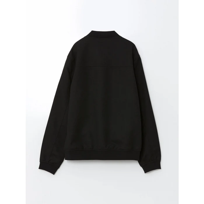 LCWAIKIKI Classic Siyah Standart Kalıp Kolej Yaka Erkek Bomber Mont