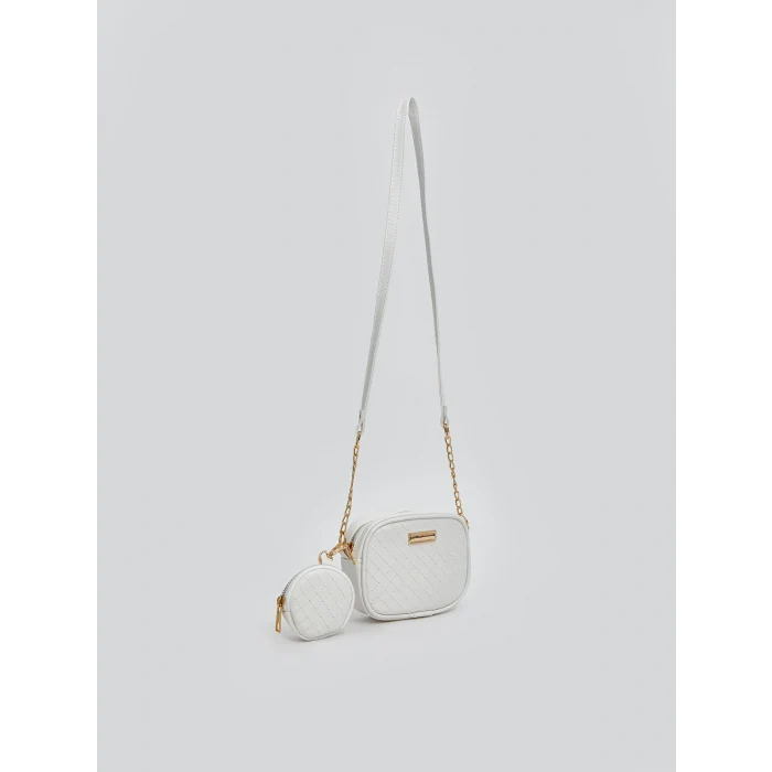 LCW ACCESSORIES Beyaz Deri Görünümlü Kız Çocuk Omuz Çantası