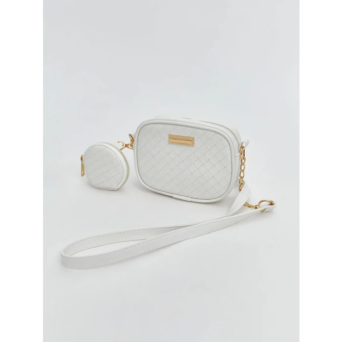 LCW ACCESSORIES Beyaz Deri Görünümlü Kız Çocuk Omuz Çantası